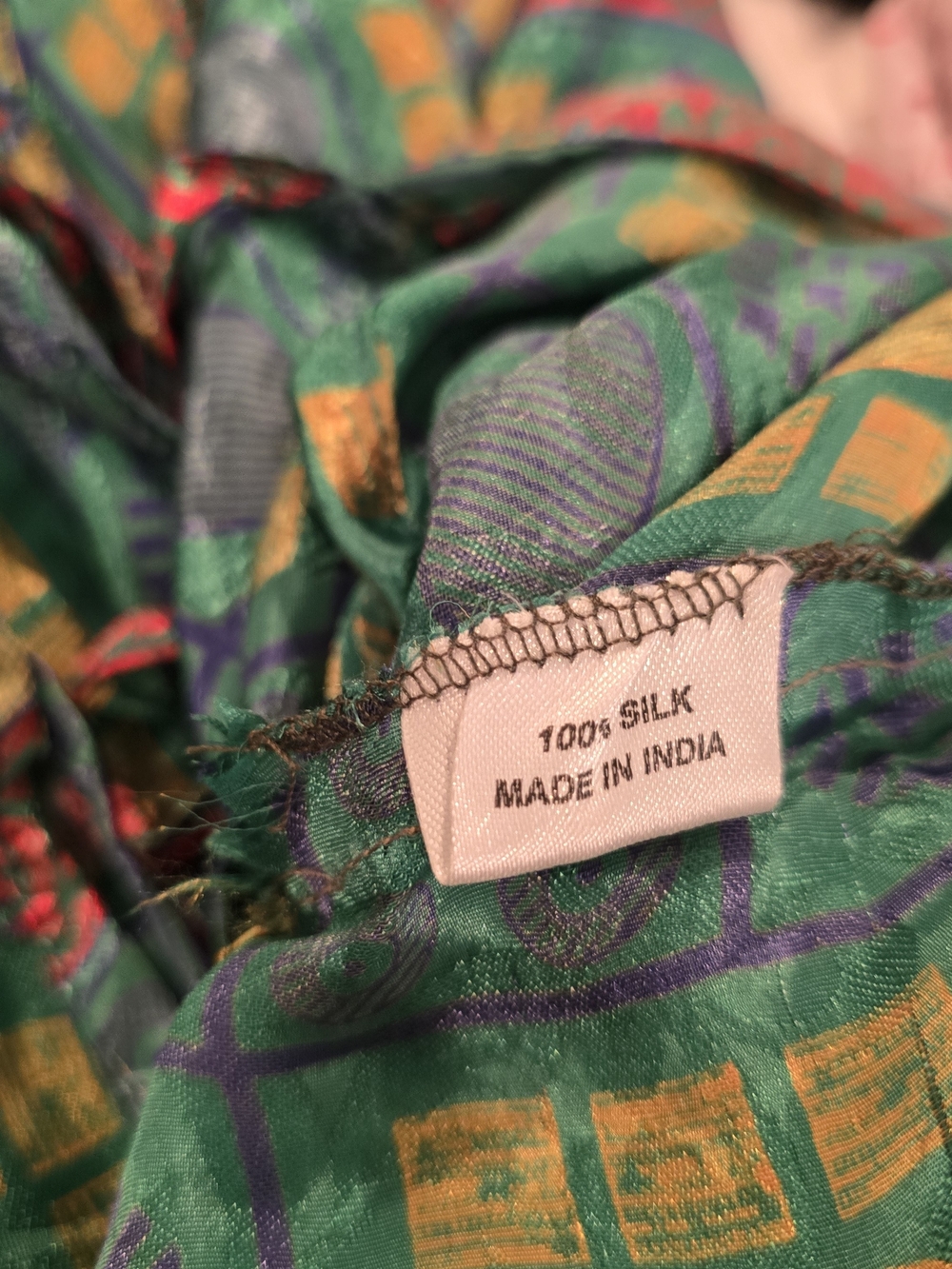 Green And Yellow Geometric Silk Jumpsuit Baizaar View 6